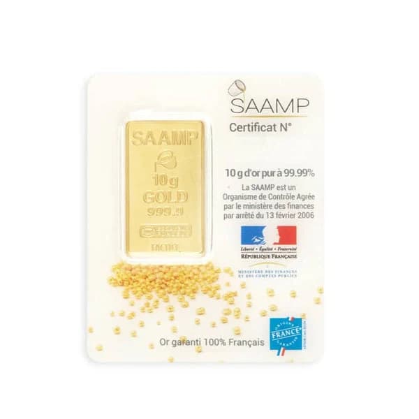 Lingot d'or 10 grammes certifié LBMA