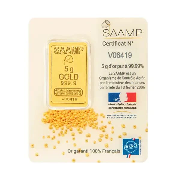 Lingot d'or 5 grammes certifié LBMA